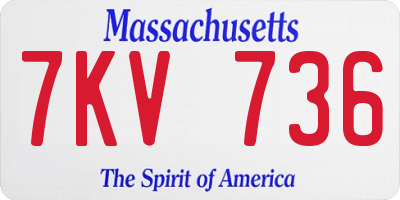 MA license plate 7KV736