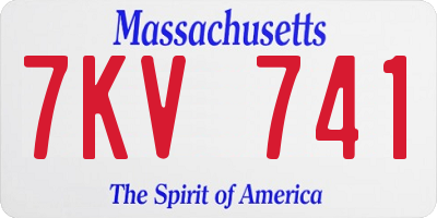MA license plate 7KV741