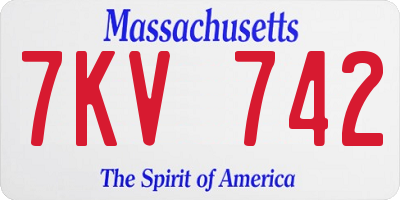 MA license plate 7KV742
