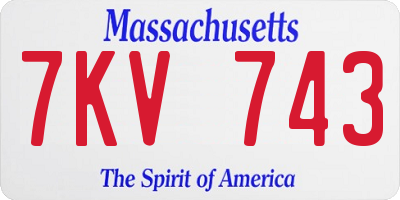 MA license plate 7KV743