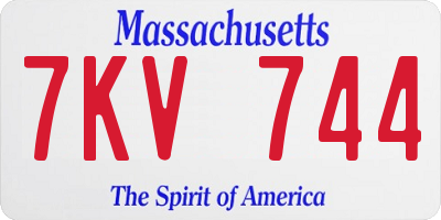 MA license plate 7KV744