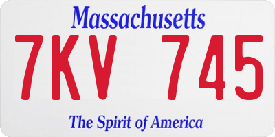 MA license plate 7KV745