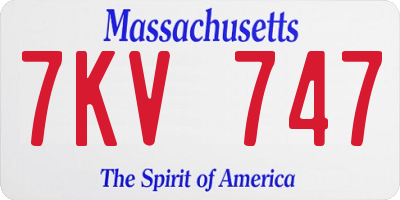 MA license plate 7KV747