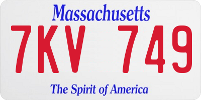 MA license plate 7KV749