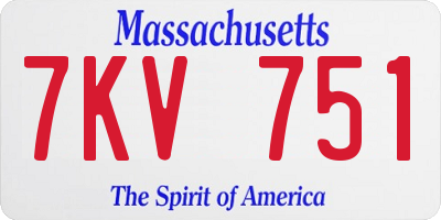 MA license plate 7KV751