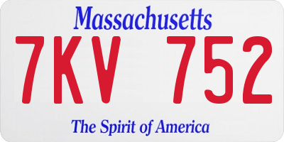 MA license plate 7KV752