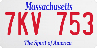 MA license plate 7KV753