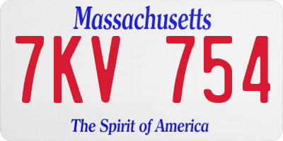 MA license plate 7KV754
