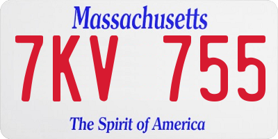MA license plate 7KV755