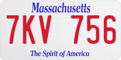 MA license plate 7KV756