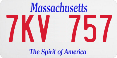 MA license plate 7KV757