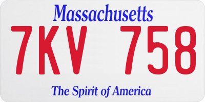 MA license plate 7KV758