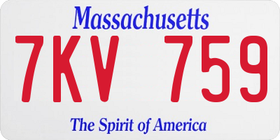 MA license plate 7KV759