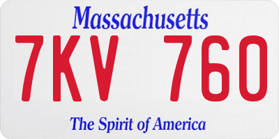 MA license plate 7KV760