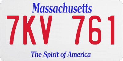MA license plate 7KV761