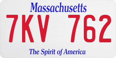MA license plate 7KV762
