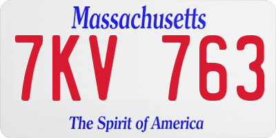 MA license plate 7KV763