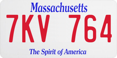 MA license plate 7KV764