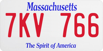 MA license plate 7KV766