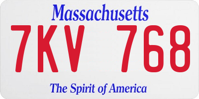MA license plate 7KV768
