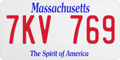 MA license plate 7KV769