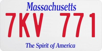 MA license plate 7KV771