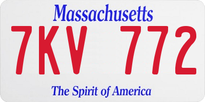 MA license plate 7KV772