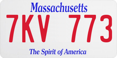 MA license plate 7KV773