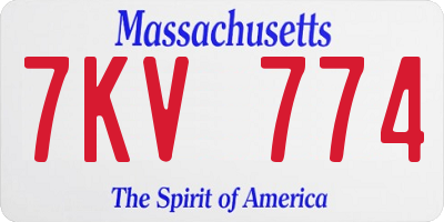 MA license plate 7KV774