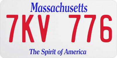 MA license plate 7KV776