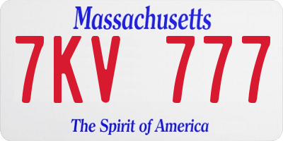 MA license plate 7KV777