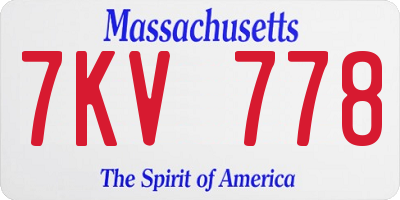 MA license plate 7KV778
