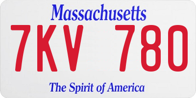 MA license plate 7KV780