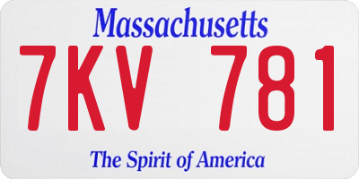 MA license plate 7KV781