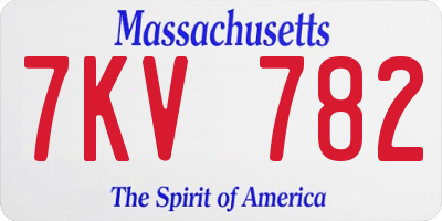 MA license plate 7KV782