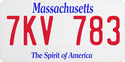 MA license plate 7KV783