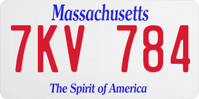 MA license plate 7KV784