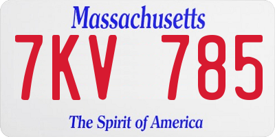 MA license plate 7KV785