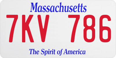MA license plate 7KV786