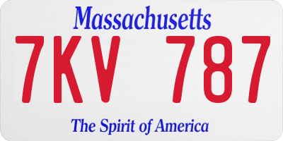 MA license plate 7KV787