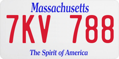 MA license plate 7KV788