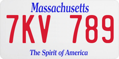 MA license plate 7KV789