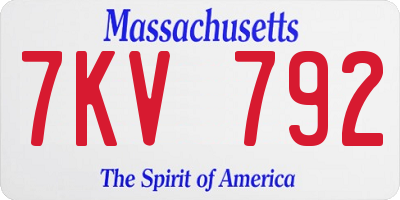 MA license plate 7KV792