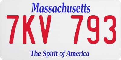 MA license plate 7KV793