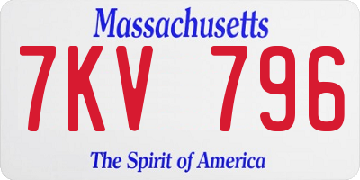 MA license plate 7KV796