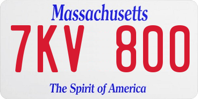 MA license plate 7KV800