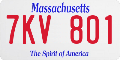 MA license plate 7KV801