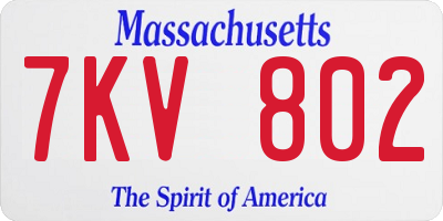 MA license plate 7KV802