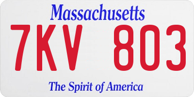 MA license plate 7KV803