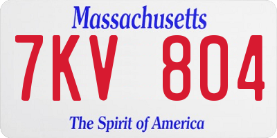 MA license plate 7KV804